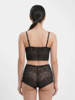 Midnight Onyx Sheer Floral Lace Lingerie Set - Image 2
