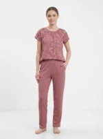 Women's Geometric Arch Print Ruched Neck Pajama Set