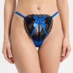 Premium Strappy Lace G-String Thong with Corset Detail & Scalloped Ruffle Trim