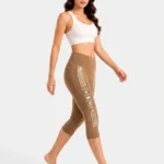 Lady Center Athletic Quad-Stripe Performance Capri Leggings