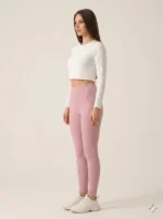 Women's High-Waisted Ribbed Knit Stretch Leggings - Image 3