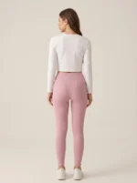 Women's High-Waisted Ribbed Knit Stretch Leggings - Image 2