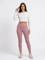 Women's High-Waisted Ribbed Knit Stretch Leggings