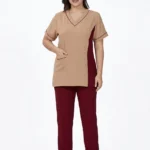 Side-Panel Contrast V-Neck Professional Uniform Scrub Set