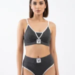 Women's Sporty Ribbed Contrast-Trim Athleisure Set