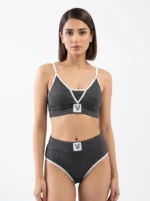 Women's Sporty Ribbed Contrast-Trim Athleisure Set
