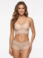 Women's All-Over Lace Longline Bralette & Hipster Briefs Set