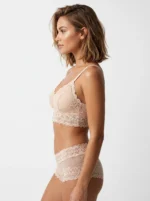 Women's All-Over Lace Longline Bralette & Hipster Briefs Set - Image 3