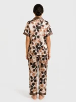 Mocha Retro Floral Satin Pajama Set - Image 2