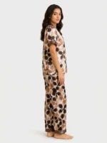 Mocha Retro Floral Satin Pajama Set - Image 3