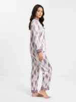 Lavender Abstract Ikat Satin Pajama Set - Image 3