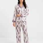 Lavender Abstract Ikat Satin Pajama Set