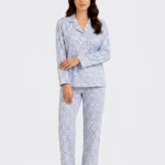 Cornflower Blue Damask Cotton Pajama Set