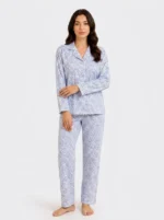 Cornflower Blue Damask Cotton Pajama Set