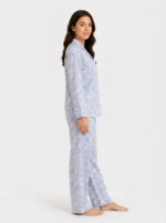 Cornflower Blue Damask Cotton Pajama Set - Image 3