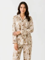 Toasted Almond Abstract Cotton Pajama Set