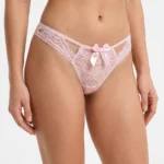Premium Floral Lace Open-Front G-String Thong with Ruffled Trim & Faux Pearl Tassel