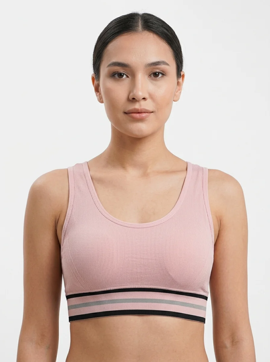 Model_wearing_pink_sports_bra_202607192233 (2) Premium Seamless Sports Bralette & Matching Briefs Set - Image 1