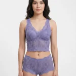 Lavender Whisper Sheer Floral Lace Lingerie Set