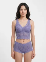 Lavender Whisper Sheer Floral Lace Lingerie Set