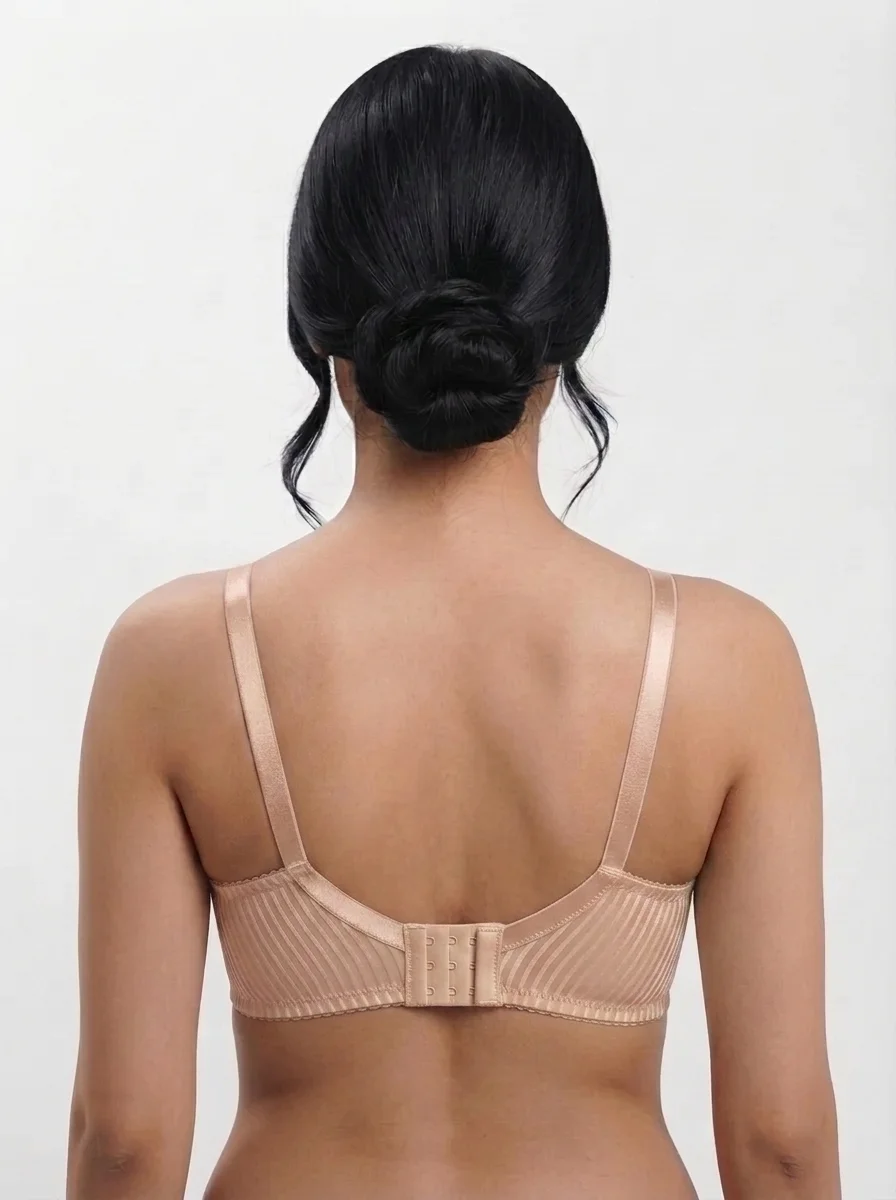 Women's Wire-Free Plus-Size Comfort Bra with Satin Stripe Pattern - Image 3