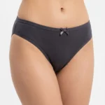 Elegant Sage Green Cotton Bikini with Classic Satin Bow
