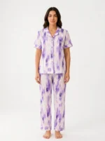 Women's Abstract Purple Print Pajama Set