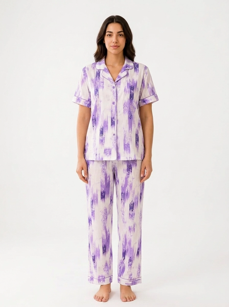 Product_standing_on_white_backgr…_202607101802 (1) Women's Abstract Purple Print Pajama Set - Image 1
