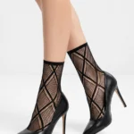 Women's Argyle Diamond Patterned Fishnet Ankle Socks
