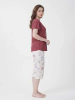 Women's Floral Graphic Ribbed Pajama Set - Image 3