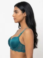 Everyday Contour Wireless Bra with Pleated Base and Floral Lace Band - Image 3