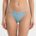 Luxury Floral Lace Bikini Briefs with Rhinestone Chain Accent & Eyelash Trim