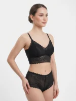 Midnight Onyx Sheer Floral Lace Lingerie Set - Image 3
