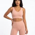 Sunset Peach Ribbed Seamless Activewear Set