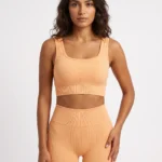Women's Seamless Ribbed Scoop-Neck Crop Top & Biker Shorts Set
