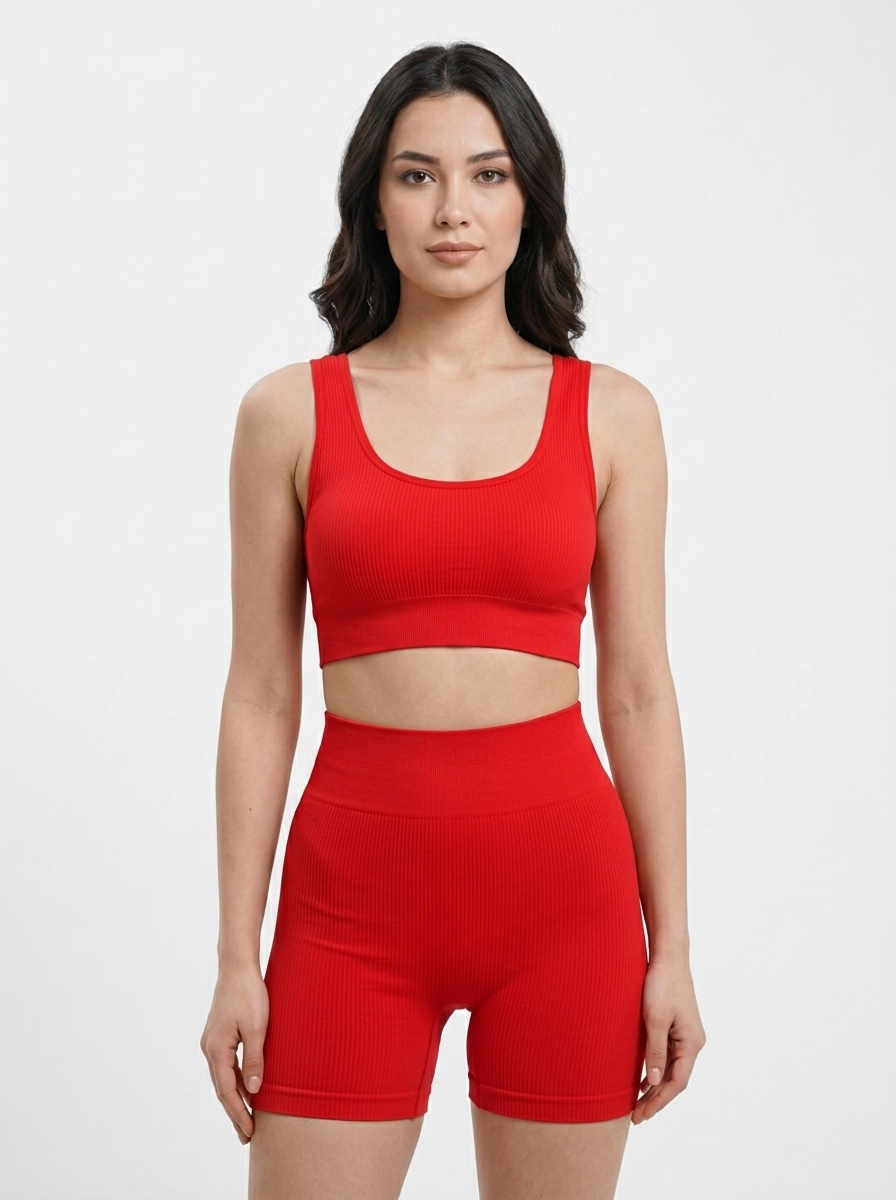 Turkish_model_wearing_sports_bra_202607150826 (1) Crimson Scarlet Ribbed Seamless Activewear Set - Image 1
