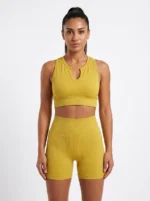 Solar Mustard Ribbed Seamless Activewear Set