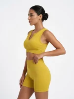 Solar Mustard Ribbed Seamless Activewear Set - Image 3