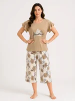 Women's Tropical Leaf "Dreaming" Ribbed Pajama Set