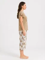 Women's Tropical Leaf "Dreaming" Ribbed Pajama Set - Image 3