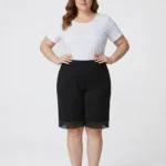 Women's Plus Size Lace-Trim Lycra Lounge Shorts