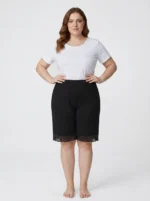 Women's Plus Size Lace-Trim Lycra Lounge Shorts