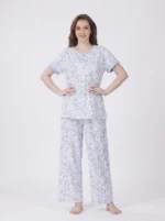 Women's All-Over Leaf Print Short-Sleeve Pajama Set