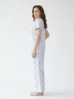 Women's All-Over Leaf Print Short-Sleeve Pajama Set - Image 3