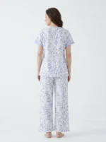 Women's All-Over Leaf Print Short-Sleeve Pajama Set - Image 2