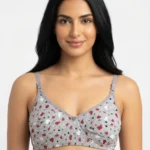 Women's Premium Turkish Cotton Underwired Seamed Bra with Multi-Tone Heart Print