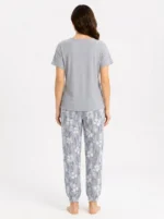 Women's Floral Print Henly Neck Ribbed Pajama Set - Image 2
