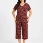 Women's Geometric Arch Print V-Neck Pajama Set