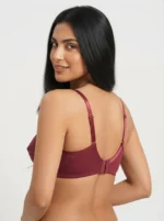 Women's Fine Cotton Wire-Free Multi-Part Seamed Bra with Swiss Polka Dot Print - Image 2