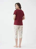 Women's Floral Graphic Ribbed Pajama Set - Image 2